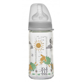 Скляна Пляшка Nip Д240 мл з широкою горловиною + Соска Nip з широкою шийкою Система Actiflex M