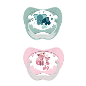 Пустушка Nip Моя сім'я №1 Д силікон слоник лисичка 0-6 місяців 2 шт