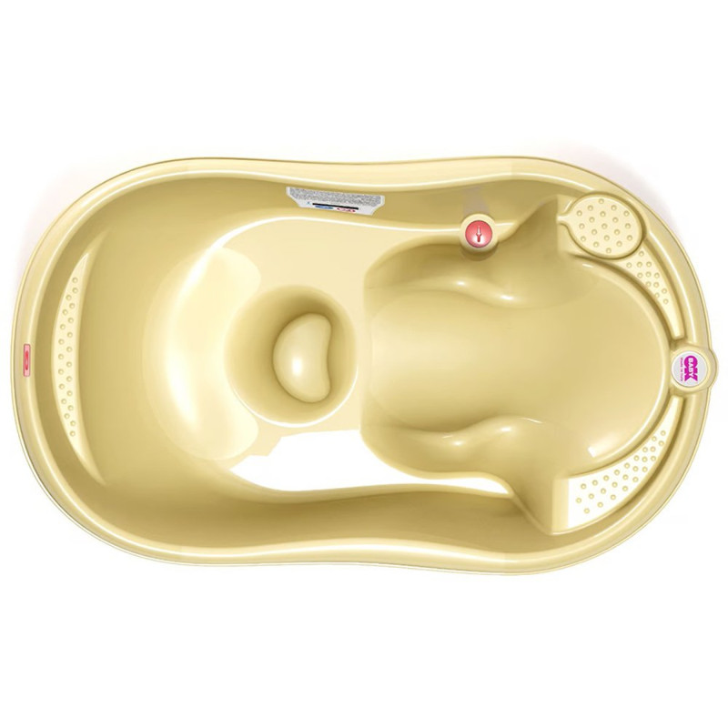 Ванна OK Baby Onda з анатомічною гіркою і термодатчиком жовтий