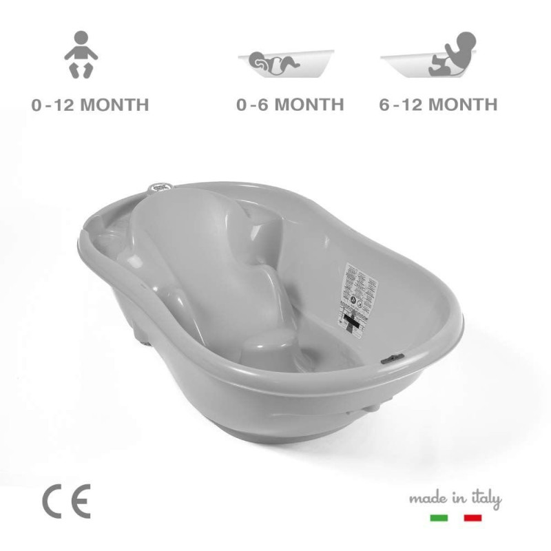 Ванна OK Baby Onda з анатомічною гіркою і термодатчиком рожевий