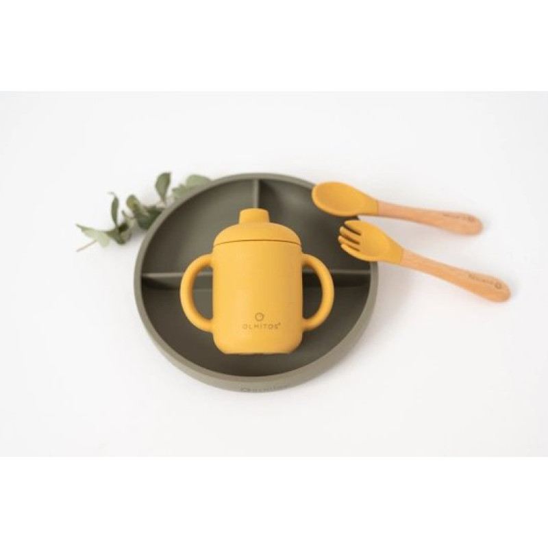 Тарілка Olmitos Набір посуду з силікону , 5 предметів Зелений