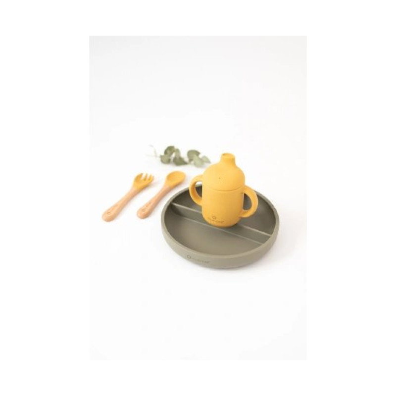 Тарілка Olmitos Набір посуду з силікону , 5 предметів Зелений