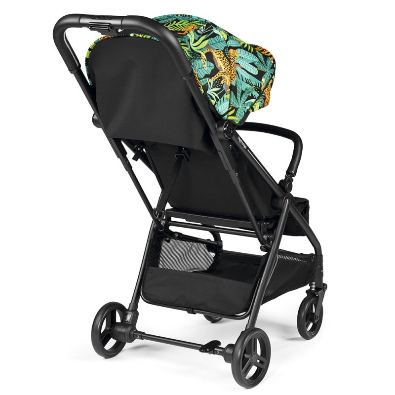 Прогулянкова коляска Peg Perego Selfie Jaguars чорна з тропічним малюнком