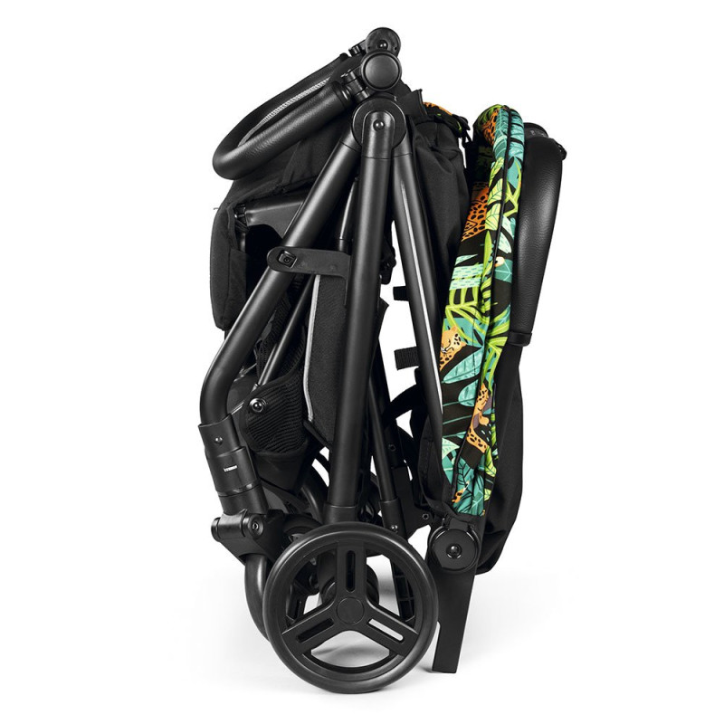 Прогулянкова коляска Peg Perego Selfie Jaguars чорна з тропічним малюнком