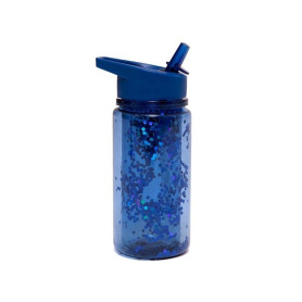 Пляшка Petit Monkey з трубочкою Синій гліттер 300 мл