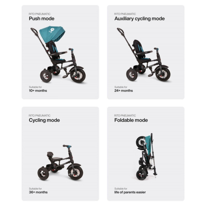 Велосипед Qplay складаний триколісний Rito Rubber Black