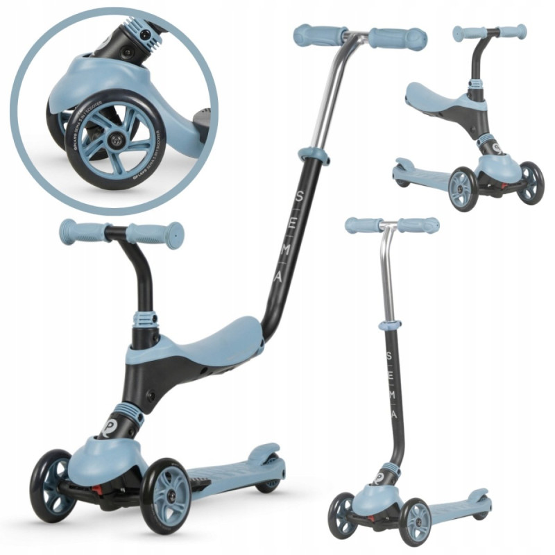 Самокат Qplay триколісний дитячий 5 в 1 Sema Blue