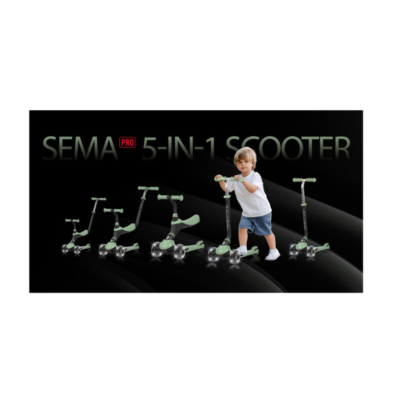 Самокат Qplay триколісний дитячий 5 в 1 Sema Pro Green