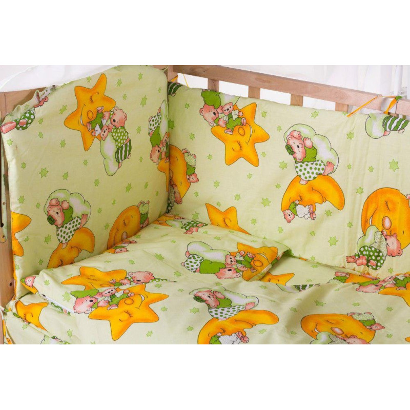 Постільна білизна Qvatro Gold RG-08 салатовий ведмедики сплять, місяць