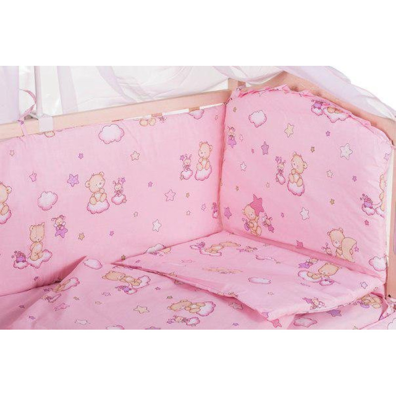 Постільна білизна Qvatro Gold RG-08 рожевий ведмедики, бджілка, зірка