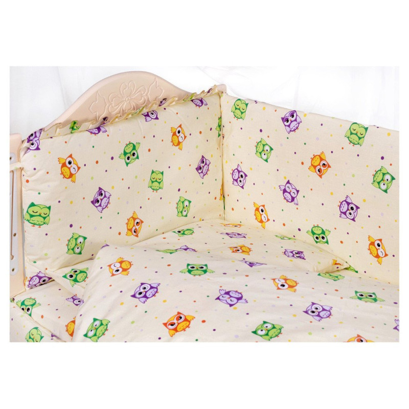 Постільна білизна Qvatro Gold RG-08 бежевий різнокольорові сови