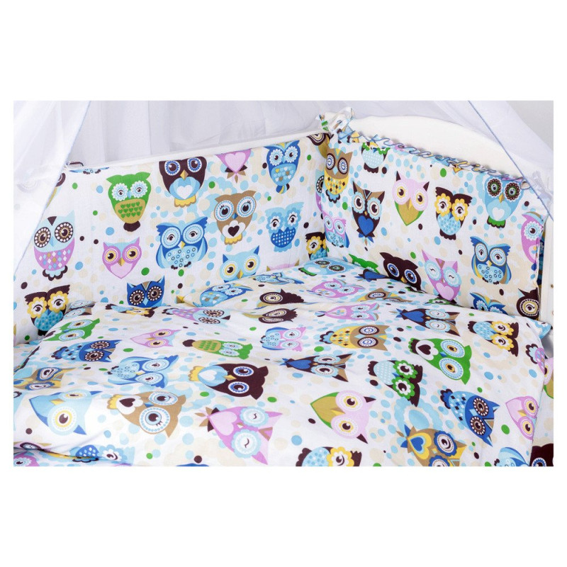 Постільна білизна Qvatro Gold RG-08 білий бірюзові великі сови