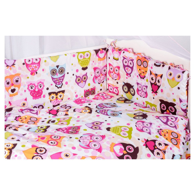 Постільна білизна Qvatro Gold RG-08 білий малинові великі сови