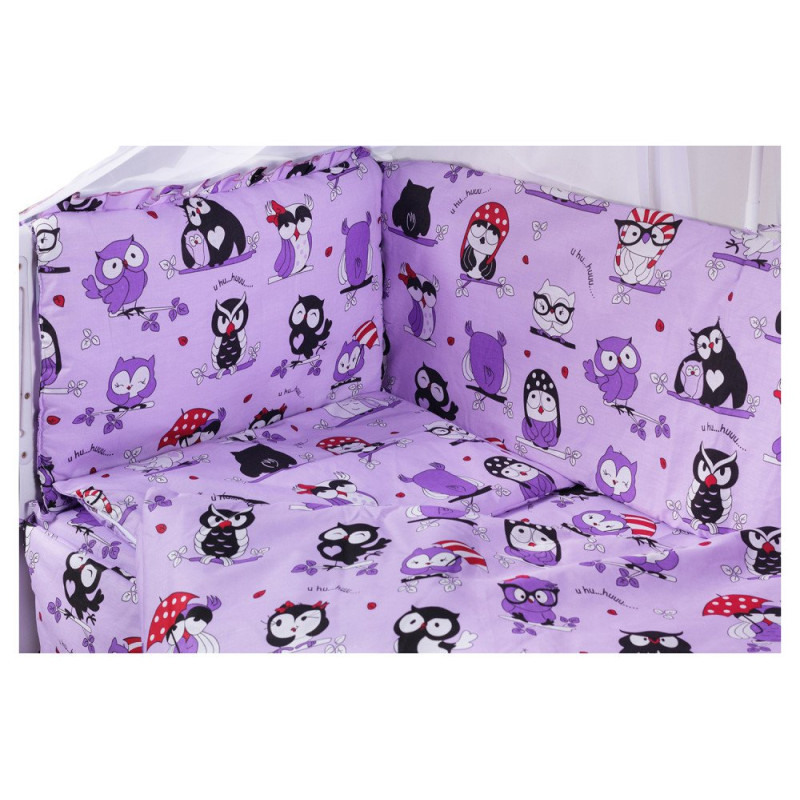 Постільна білизна Qvatro Gold RG-08 бузкова чорно-білі сови