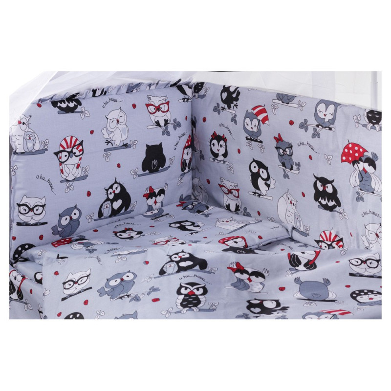 Постільна білизна Qvatro Gold RG-08 сірий чорно-білі сови