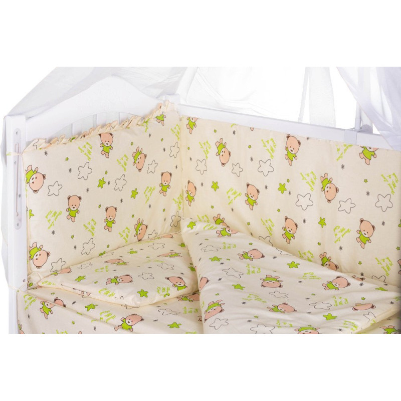 Постільна білизна Qvatro Gold RG-08 бежевий ведмедики, салатові зірки