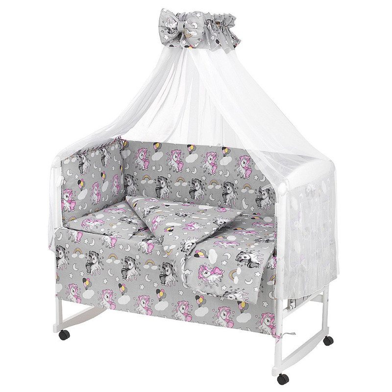 Постільна білизна Qvatro Gold RG-08 сірий єдинороги