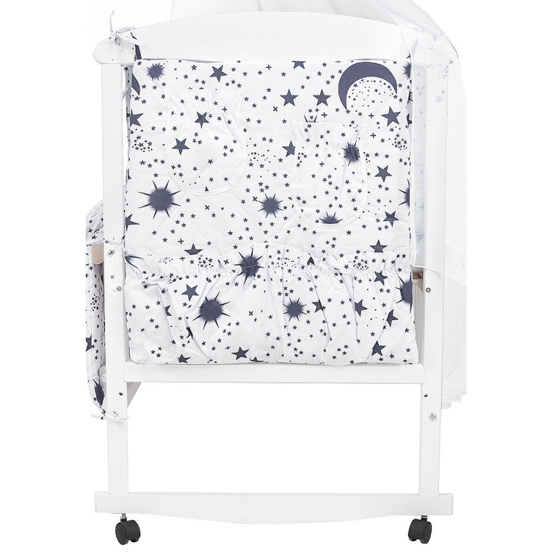 Постільна білизна Qvatro Gold RG-08 білий темно-сині зірки, місяць