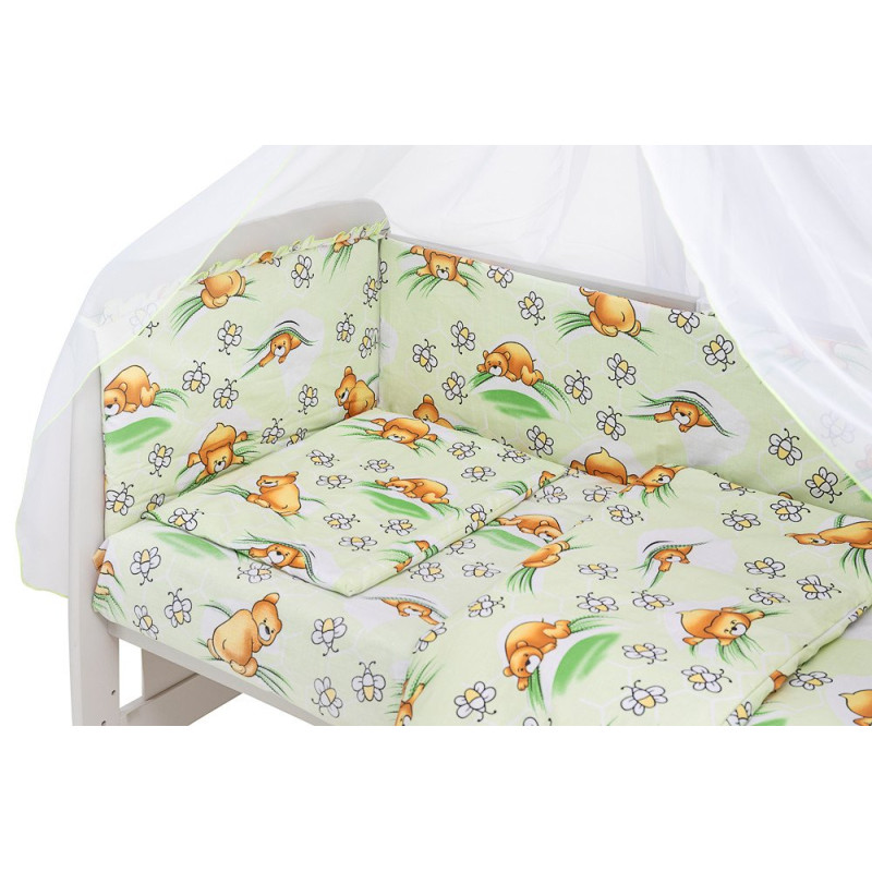 Постільна білизна Qvatro Gold RG-08 салатовий ведмедик лежить, бджілки