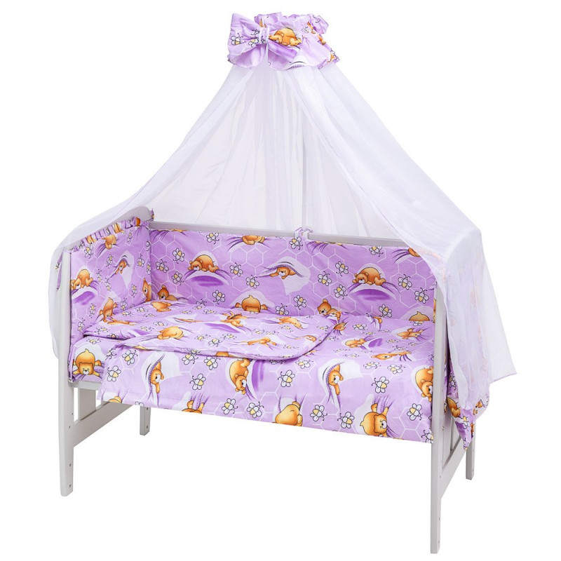 Постільна білизна Qvatro Gold RG-08 бузкова ведмедик лежить, бджілки 626144