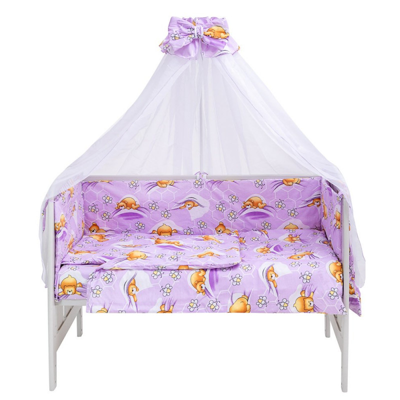 Постільна білизна Qvatro Gold RG-08 бузкова ведмедик лежить, бджілки 626144