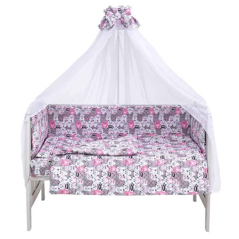 Постільна білизна Qvatro Gold RG-08 сірий/рожевий коти