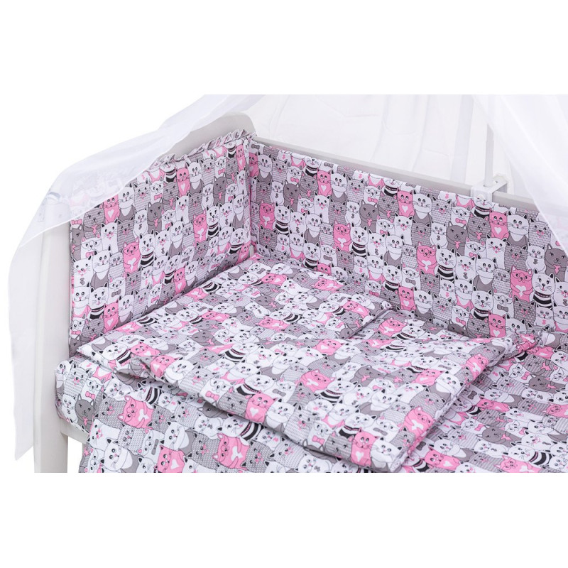 Постільна білизна Qvatro Gold RG-08 сірий/рожевий коти