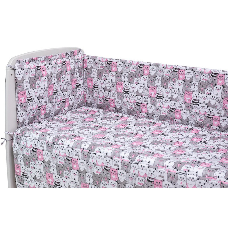 Бортик Qvatro у ліжечко Gold ZG-02 сірий/рожевий коти