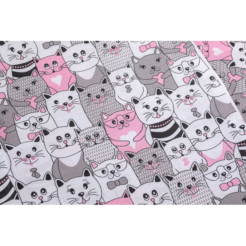 Бортик Qvatro у ліжечко Gold ZG-02 сірий/рожевий коти