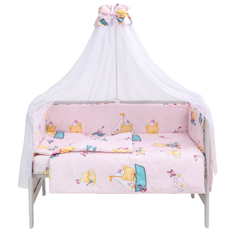 Постільна білизна Qvatro Gold RG-08 рожевий ведмеді на кораблику