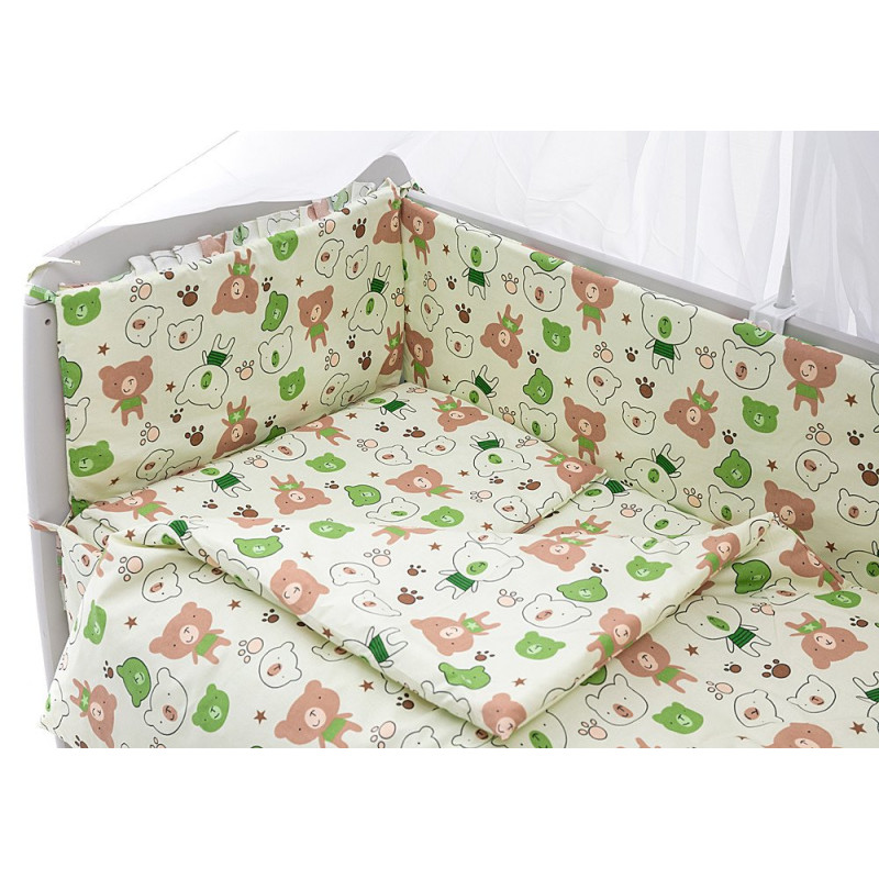 Постільна білизна Qvatro Gold RG-08 бежевий коричневі і зелені ведмедики