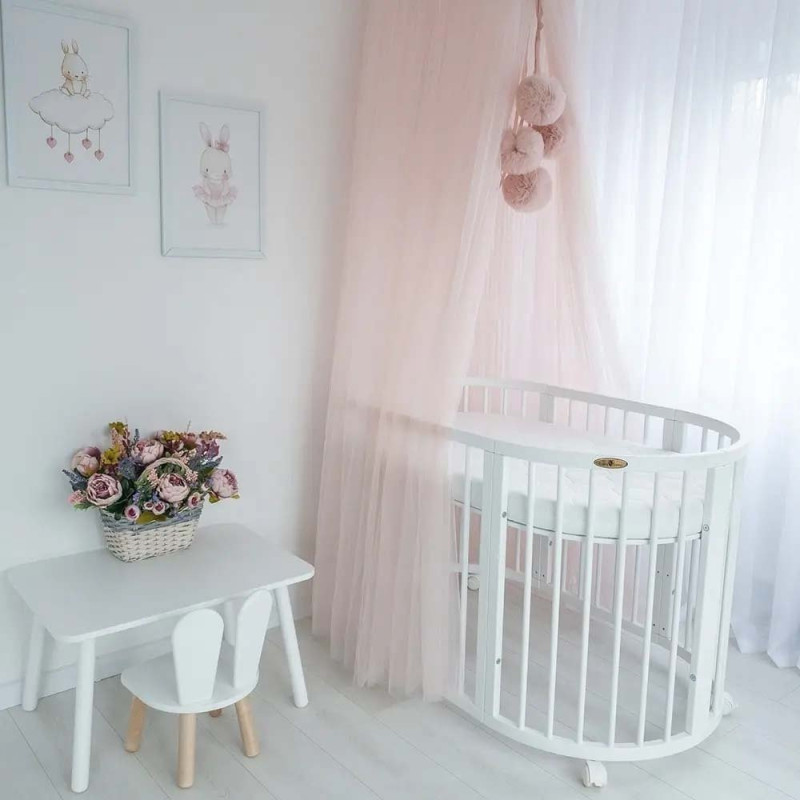 Ліжечко Royal Sleep Овальне 7 в 1 Біле