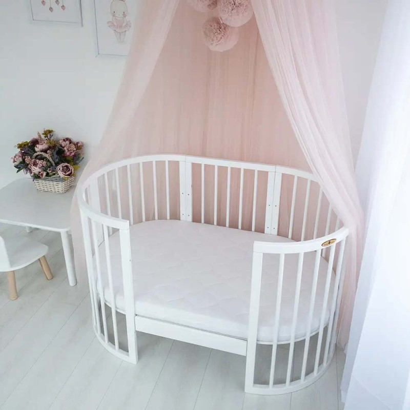Ліжечко Royal Sleep Овальне 7 в 1 Біле