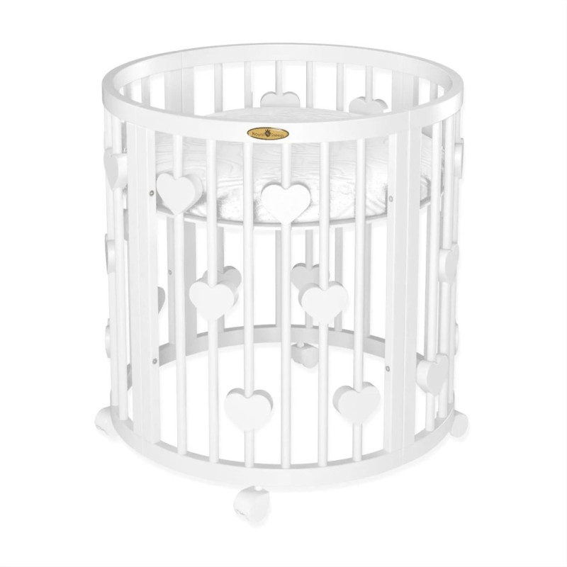 Ліжечко Royal Sleep Овальне 7 в 1 Hearts