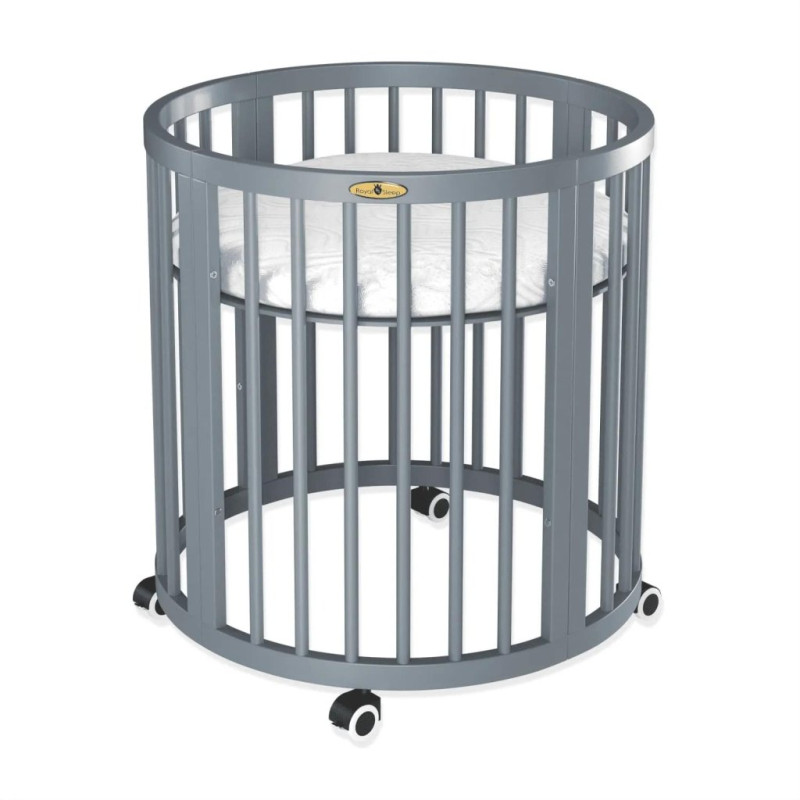 Ліжечко Royal Sleep Овальне 7 в 1 Сіре