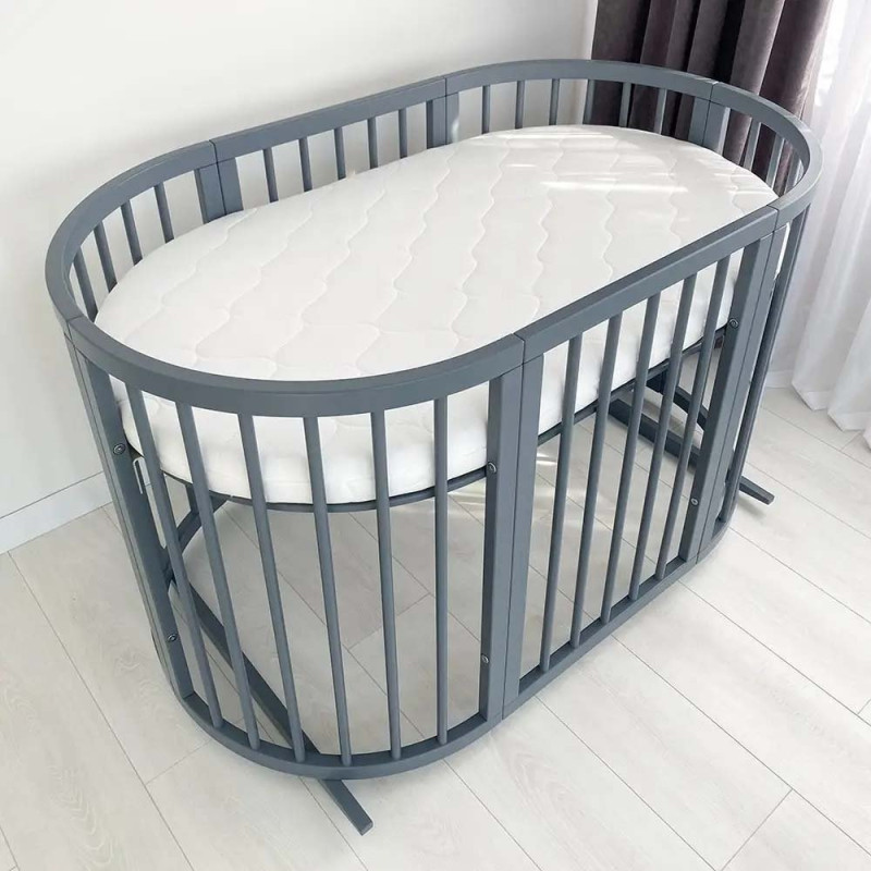 Ліжечко Royal Sleep Овальне 7 в 1 Сіре