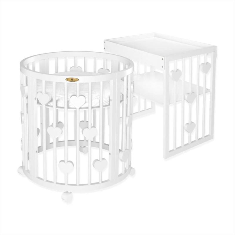 Ліжечко Royal Sleep Овальне 9 в 1 Hearts