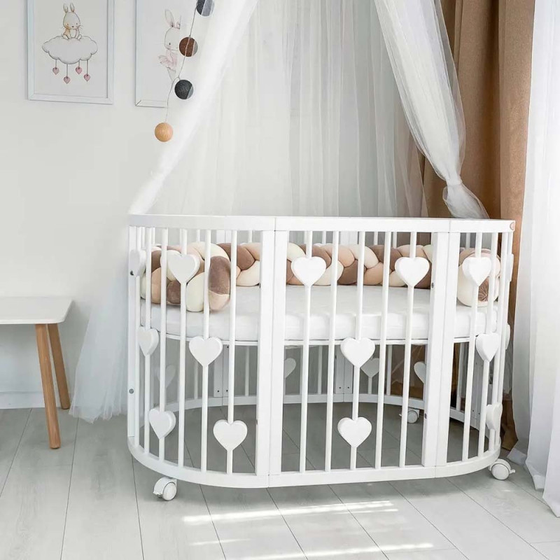 Ліжечко Royal Sleep Овальне 9 в 1 Hearts