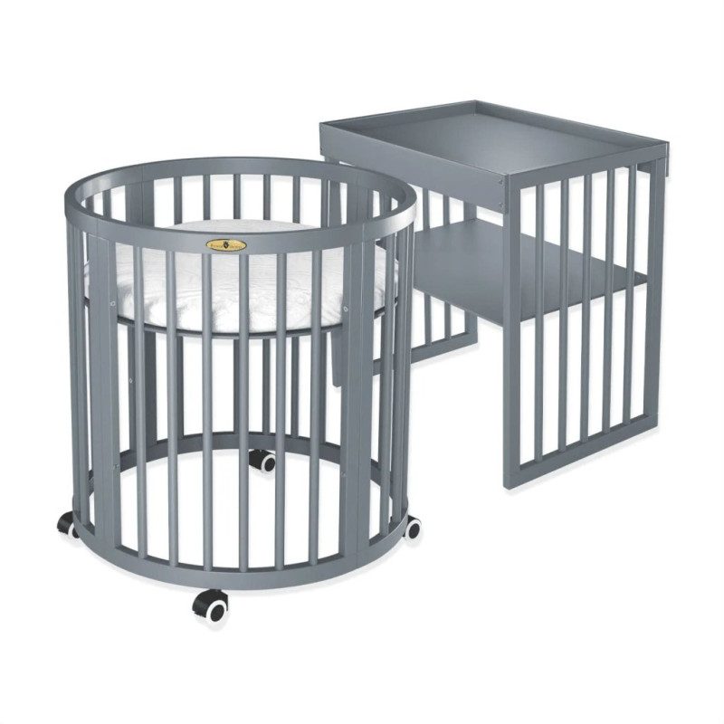 Ліжечко Royal Sleep Овальне 9 в 1 Сіре