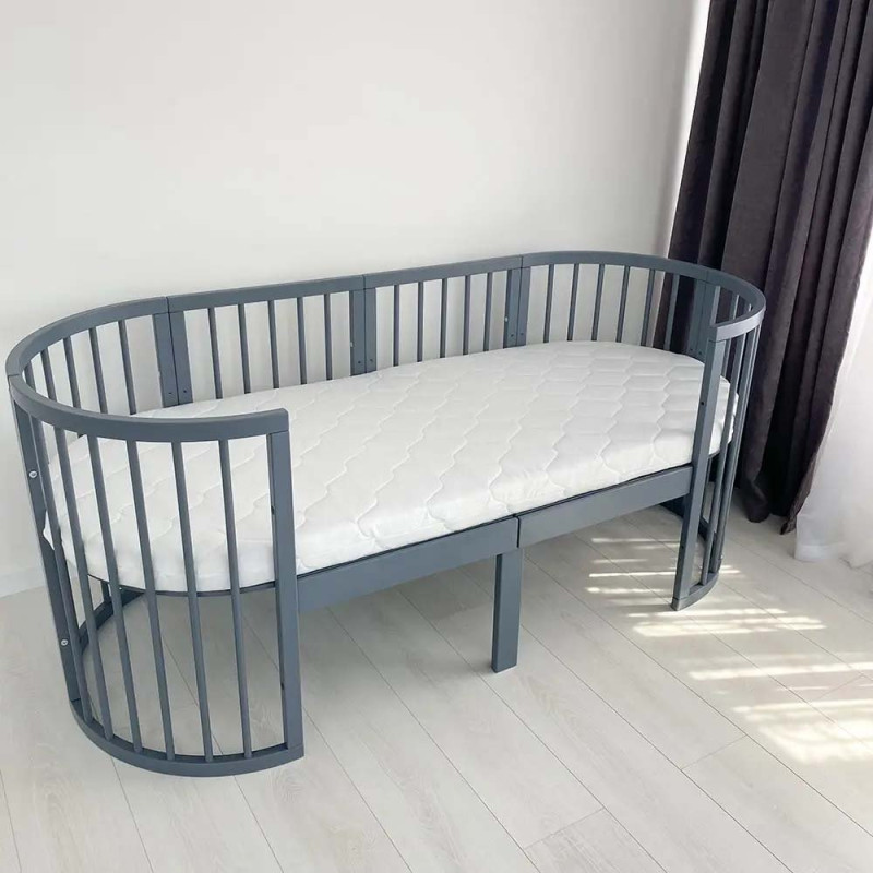 Ліжечко Royal Sleep Овальне 9 в 1 Сіре