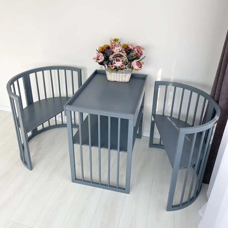 Ліжечко Royal Sleep Овальне 9 в 1 Сіре