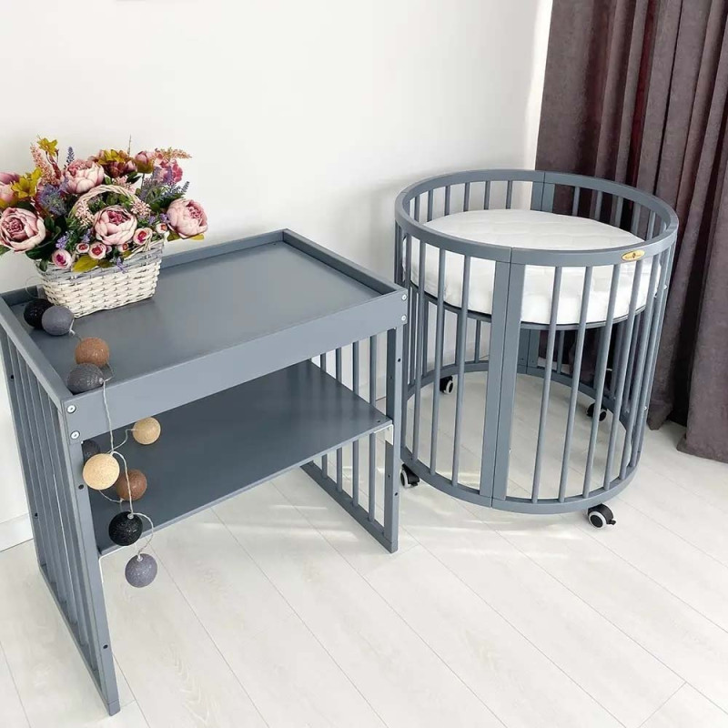 Ліжечко Royal Sleep Овальне 9 в 1 Сіре