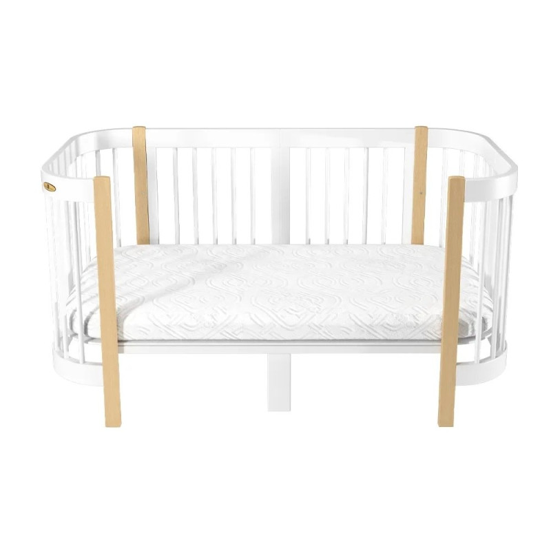 Ліжечко Royal Sleep Minimi 5 в 1 Біле / Натуральний Бук