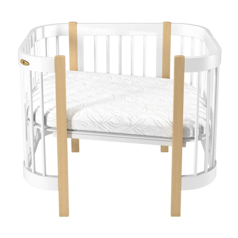 Ліжечко Royal Sleep Minimi 5 в 1 Біле / Натуральний Бук