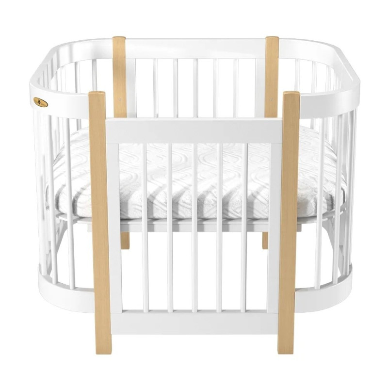 Ліжечко Royal Sleep Minimi 5 в 1 Біле / Натуральний Бук