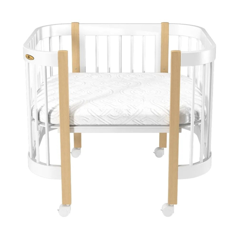 Ліжечко Royal Sleep Minimi 5 в 1 Біле / Натуральний Бук
