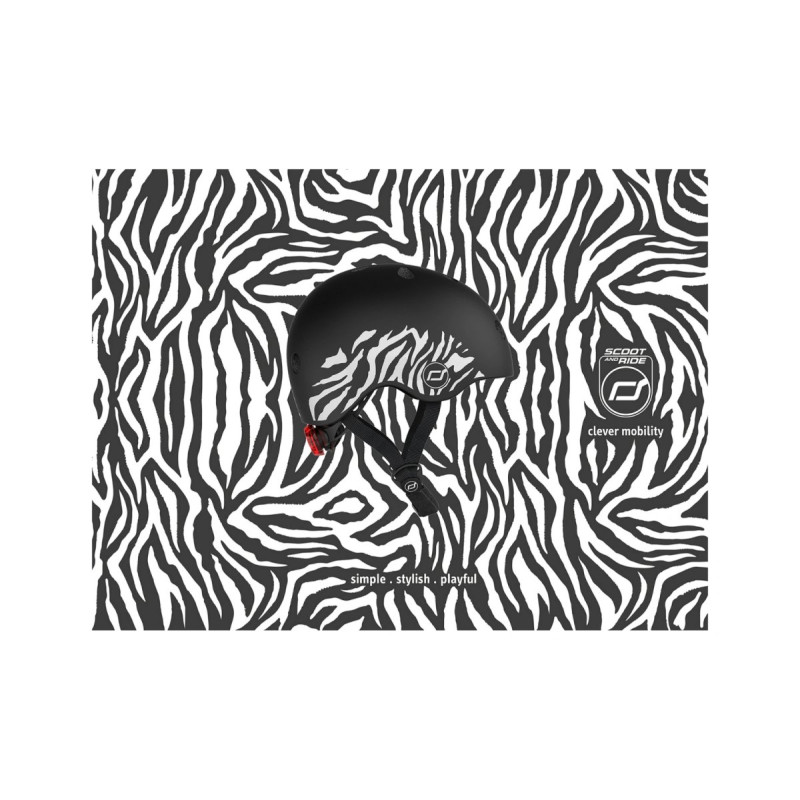 Шолом Scoot and Ride захисний дитячий , зебра, з ліхтариком, 45-51см