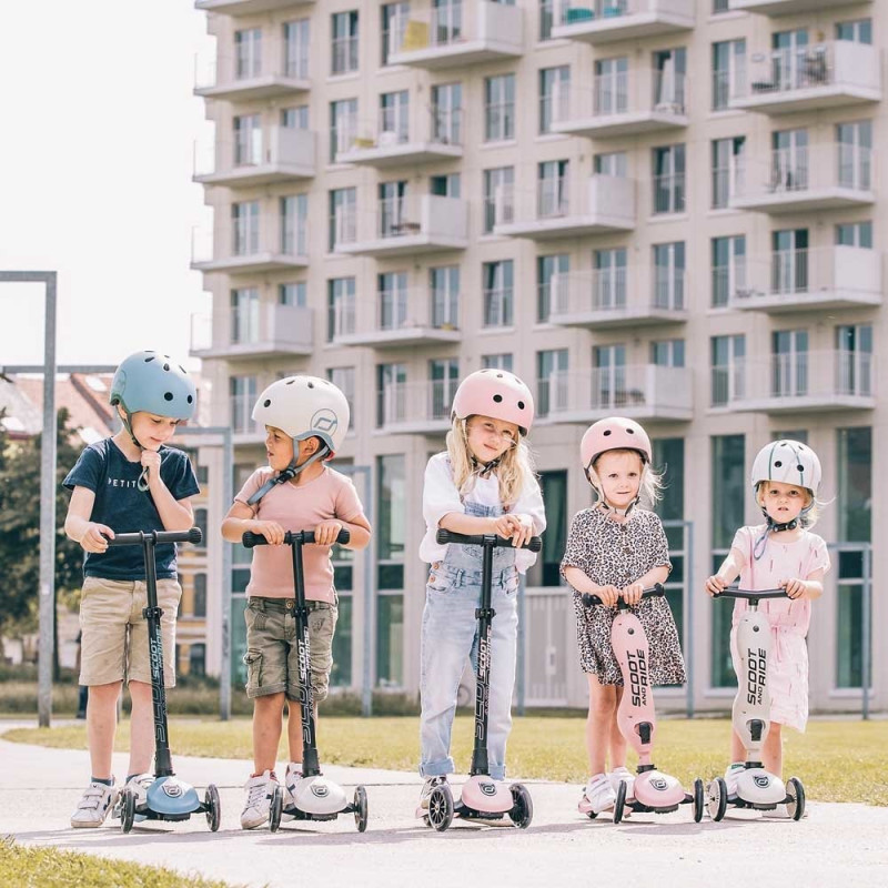 Самокат Scoot and Ride Highwaykick-3 со светящимися колесами серо-синий, 3-6 лет/50кг