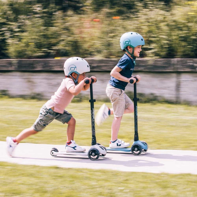 Самокат Scoot and Ride Highwaykick-3 со светящимися колесами серо-синий, 3-6 лет/50кг