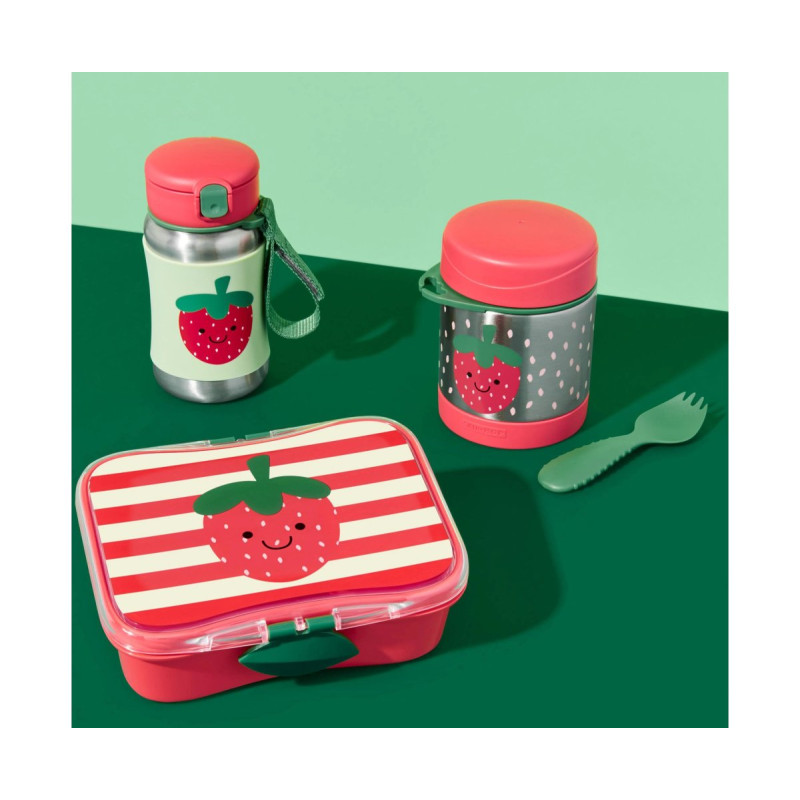 Пляшка Skip Hop з трубочкою Spark Style з нержавіючої сталі Полуниця